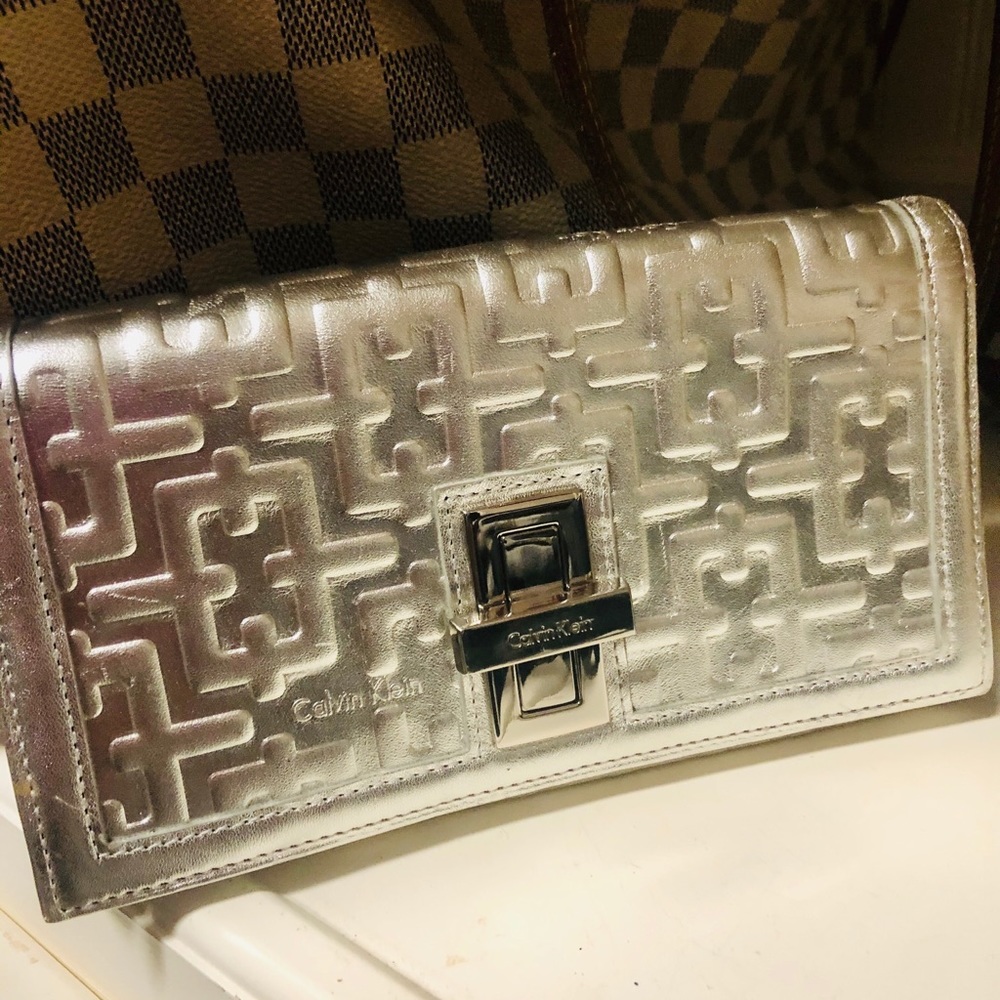 Calvin Klein silver wallet clutch